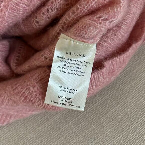 BEST Sezane Cristina Jumper XS/XXS/M/L Blush Pink Sweater French Wool Mohair - Picture 10 of 11
